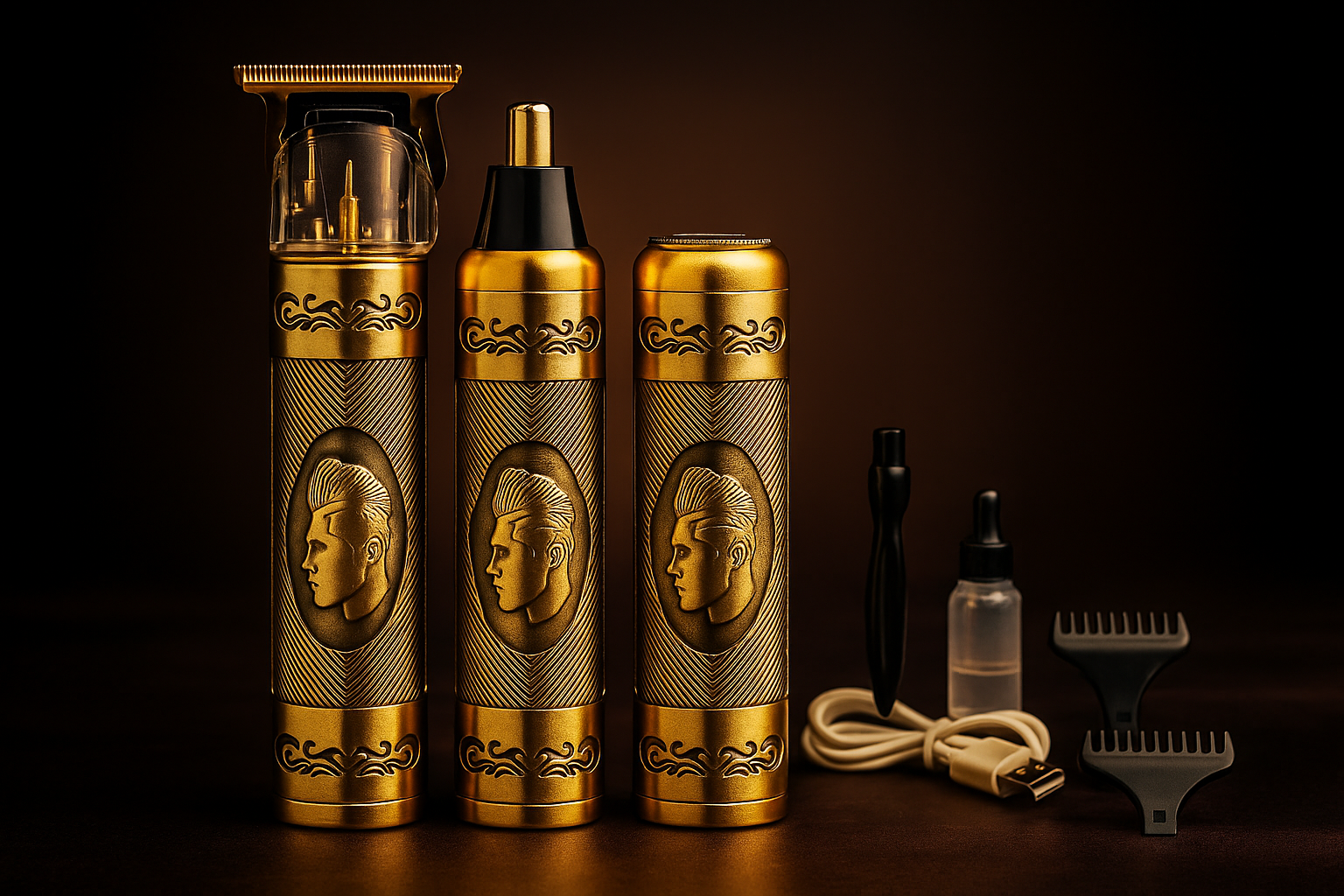 WAER WA-2132: Kit de Afeitado Masculino 3 en 1 Recargable – Precisión y Estilo Profesional